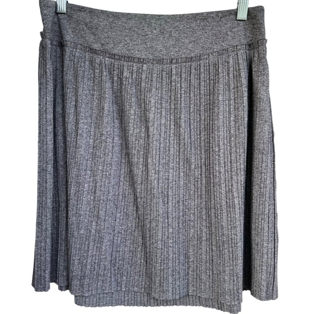 Banana Republic Knit Pleated Mini Skirt Size 14 Gray Cotton Blend NWT
